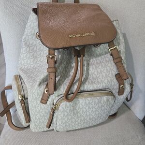 Michael Kors Brown and Cream Backpack